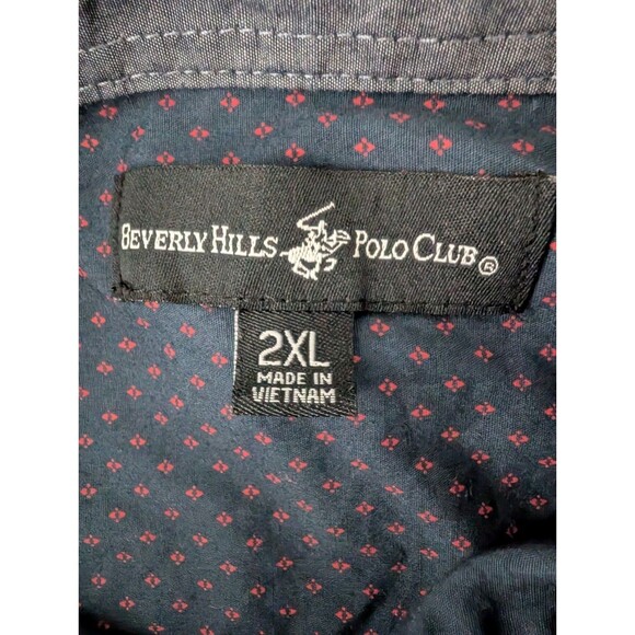 Beverly Hills Polo Club Mens Button-Up Shirt 2XL Geometric Print Long Sleeve - Picture 9 of 10